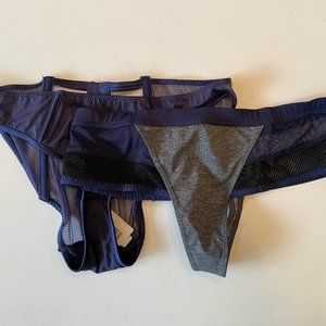 BNWT Addiction Sporty Tanga Thong Glamour Highwaist Brief Navy Grey Panty Set L
